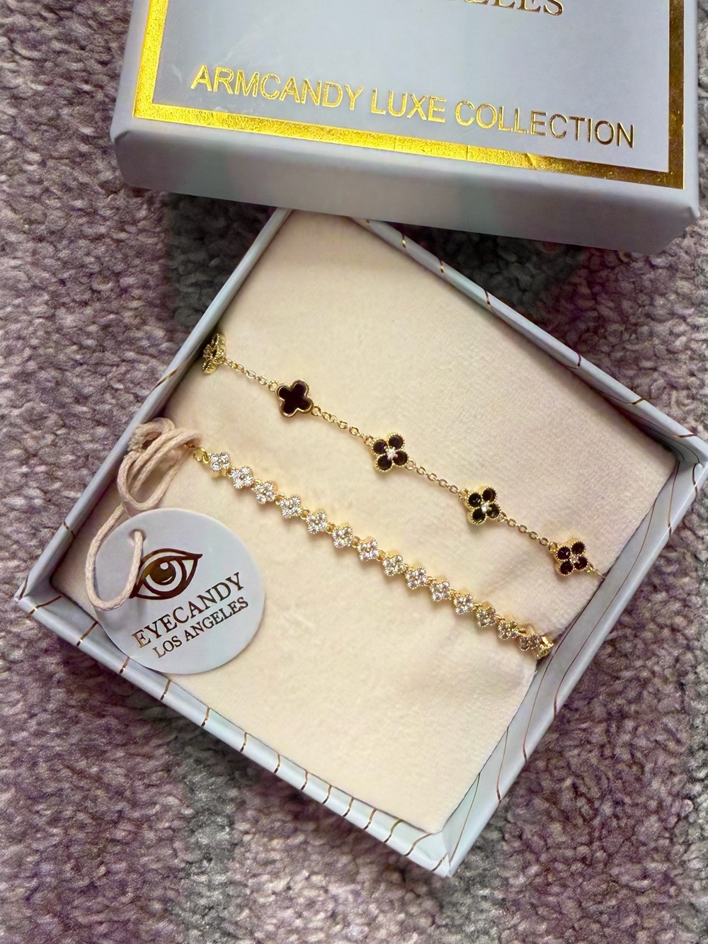 eye candy Gold Bracelet Set with Black Accents
